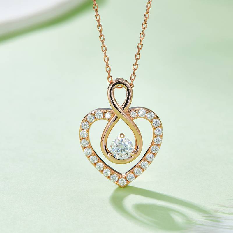 圆形主石无限的爱PendantS925银Moissanite厘石D级1.0ct